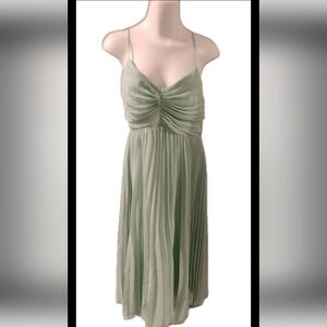 New W Tags ASOS DESIGN Sz 12 bodice strappy pleat midi dress tie back Sage Green